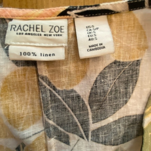 Rachel Zoe Women’s Linen Sleeveless Mini Dress V Neck Small Shift Tropical Beach - Picture 3 of 10